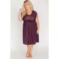 Сорочка из микрофибры с красивым декольте сливовый XL