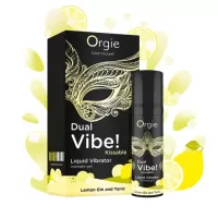 Съедобный жидкий вибратор Dual Vibe! со вкусом лимонного джина с тоником - 15 мл  