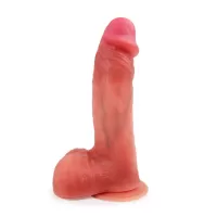 Телесный силиконовый фаллоимитатор на присоске - 19 см телесный 
