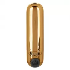 Золотистая вибропуля в чехле для хранения Rechargeable Hideaway Bullet - 7,5 см золотистый 