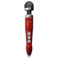 Красный беспроводной wand-вибратор Doxy Die Cast 3R с принтом в виде роз на рукояти - 28 см красный 