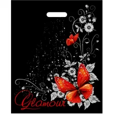 Черный пакет Glamour с вырубной ручкой (38х47 см черный 