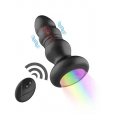 Черная анальная вибропробка с фрикционным механизмом и LED-подсветкой - 12,5 см черный Черная анальная вибропробка с фрикционным механизмом и LED-подсветкой - 12,5 см черный