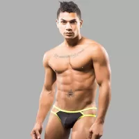 Черные мужские трусы-стринги с 2 боковыми бретелями черный XXL