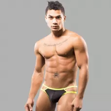 Черные мужские трусы-стринги с 2 боковыми бретелями черный XL