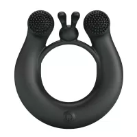 Черное эрекционное кольцо Dahlia с 2 стимулирующими щеточками черный 