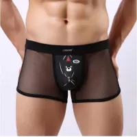 Мужские трусы-боксеры из сетки Cockcon Unzip-Me Boxer с пикантным принтом голубой L