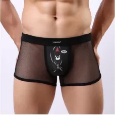 Мужские трусы-боксеры из сетки Cockcon Unzip-Me Boxer с пикантным принтом голубой L