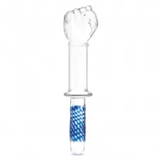Стеклянный стимулятор в форме сжатой в кулак руки 11’’ Glass Fist Double Ended With Handle Grip - 28 см прозрачный 
