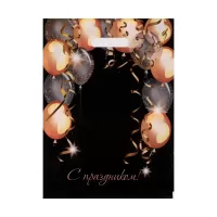 Пакет с вырубной ручкой и принтом в виде шариков (30х40 см черный 