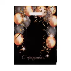 Пакет с вырубной ручкой и принтом в виде шариков (30х40 см черный 