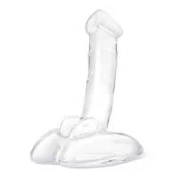Стеклянный фаллоимитатор на подставке 7,5’’ Rideable Standing Glass Cock With Stability Base - 19 см прозрачный 