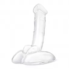 Стеклянный фаллоимитатор на подставке 7,5’’ Rideable Standing Glass Cock With Stability Base - 19 см прозрачный 