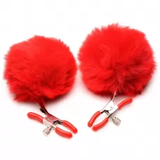 Красные зажимы на соски с помпонами Pom Pom красный 