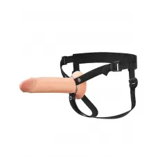 Полый страпон на ремнях 8’’ Hollow Silicone Strap-on телесный с черным 
