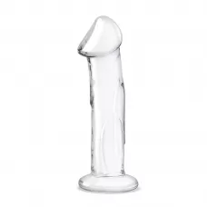 Прозрачный стеклянный фаллоимитатор 6’’ Glass Dildo With Veins   Flat Base - 15,2 см прозрачный 