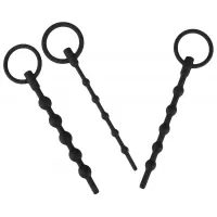 Набор из 3 черных силиконовых уретральных стимуляторов Training Set черный 