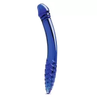 Синий двусторонний стеклянный стимулятор 11’’ Double-sided Glass Dildo For G-Spot P-Spot Stimulation - 28 см синий 