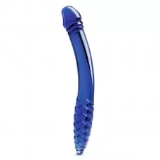 Синий двусторонний стеклянный стимулятор 11’’ Double-sided Glass Dildo For G-Spot P-Spot Stimulation - 28 см синий 