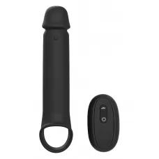 Черная насадка-удлинитель с вибрацией Vibrating Extender With Remote черный 
