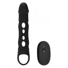Черная насадка-удлинитель Vibrating Extender With Remote с вибрацией черный 