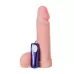 Страпон с 2 насадками и вибрацией UniStrap - 20 и 18 см черный с бежевым 