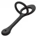 Серебристая анальная пробка Teardrop Plug с силиконовыми кольцами для пениса и мошонки черный с серебристым 
