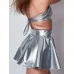 Виниловый лиф без бретелей Silver серебристый S