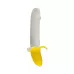 Мощный пульсатор в форме банана Banana Pulsator - 19,5 см белый с желтым 