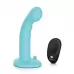 Голубая изогнутая насадка 6in Remote Control Ripple P-Spot G-Spot на черных трусиках - 16 см голубой с черным 