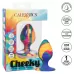 Яркая анальная пробка Cheeky Medium Swirl Tie-Dye Plug - 7,5 см разноцветный 