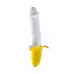 Мощный пульсатор в форме банана Banana Pulsator - 19,5 см белый с желтым 