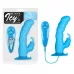 Голубой вибратор с клиторальным стимулятором BUNNY ICY - 18 см голубой 