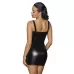 Мини-платье с кружевным лифом и двусторонней молнией Powerwetlook mini-dress with lace chest and 2-way zipper черный M