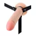 Мужской полый страпон на регулируемых ремешках - 22 см телесный с черным 