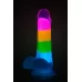 Яркий люминесцентный фаллоимитатор Rainbow Rave - 16,5 см разноцветный 