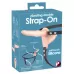 Телесный двойной вибрострапон с вибрацией Vibrating Double Strap-On - 15 см телесный 