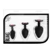 Набор черных анальных пробок с красным кристаллом-сердечком Bling Plugs Training Kit черный 