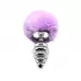 Серебристая анальная пробка с сиреневым мехом Metal Anal Fluffly Twist Plug L сиреневый 