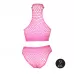 Эффектный розовый комплект Turtle Neck and High Waist Slip розовый XL-4XL