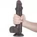 Коричневый фаллоимитатор 9 Sliding Skin Dual Layer Dong на присоске - 22 см коричневый 