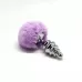 Серебристая анальная пробка с сиреневым мехом Metal Anal Fluffly Twist Plug L сиреневый 