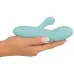 Бирюзовый мини-вибратор с клиторальным отростком Rabbit Vibrator - 15,5 см бирюзовый 