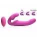 Розовый безремневой страпон с вибрацией и функцией расширения Inflatable Ergo-Fit Strapless Strap-On розовый 