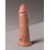 Карамельный вибратор-реалистик 8  Vibrating Silicone Dual Density Cock - 22 см карамель (темно-бежевый 