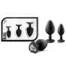 Набор из 3 черных пробок с прозрачным кристаллом-сердечком Bling Plugs Training Kit черный 