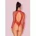 Эффектное сетчатое боди с длинным рукавом и открытой спинкой красный XL-XXL