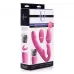 Розовый безремневой страпон с вибрацией и функцией расширения Inflatable Ergo-Fit Strapless Strap-On розовый 