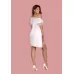 Изящный коротенький пеньюар Girlly белый с розовым L-XL