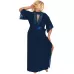 Длинный пеньюар plus size с изящным кружевом и атласным поясом кремовый 5X